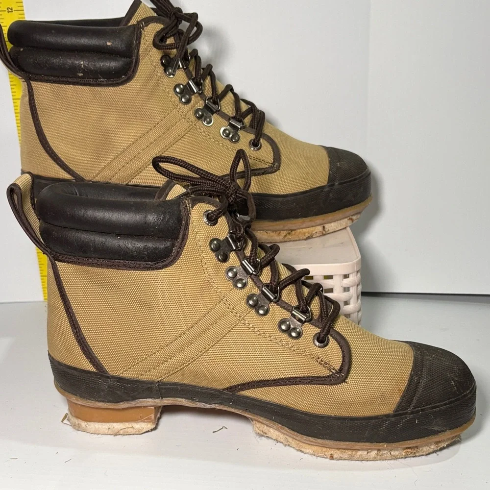 Proline fishing wadding boots felt bottom Tan and Black Boots steel shank box 15